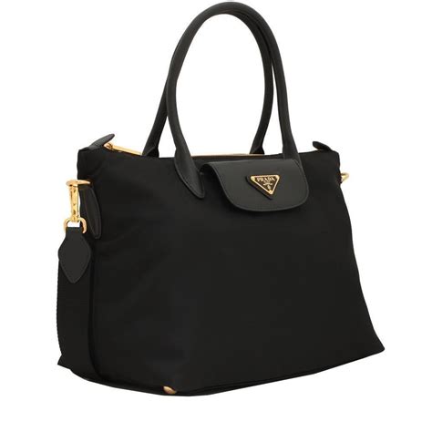 prada tessuto nylon saffiano leather black top zip tote bag|Prada Re.